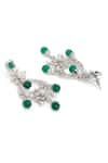 Buy_Curio Cottage_Silver Plated Faux Diamond The Diamante Emerald Stone Drop Chandbalis _Online_at_Aza_Fashions