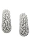 Curio Cottage_Silver Plated Faux Diamonds The Diamante Frosted Hoop Earrings _Online_at_Aza_Fashions