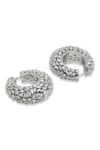 Buy_Curio Cottage_Silver Plated Faux Diamonds The Diamante Frosted Hoop Earrings _Online_at_Aza_Fashions