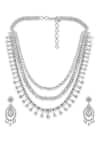 Curio Cottage_Silver Plated Faux Diamond The Diamante Donna Necklace Set _Online_at_Aza_Fashions