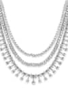 Buy_Curio Cottage_Silver Plated Faux Diamond The Diamante Donna Necklace Set _Online_at_Aza_Fashions