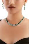 Buy_Curio Cottage_Green Faux Diamond The Radiant Emerald Stone Streak Necklace Set _at_Aza_Fashions