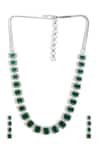 Curio Cottage_Green Faux Diamond The Radiant Emerald Stone Streak Necklace Set _Online_at_Aza_Fashions