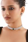 Buy_Curio Cottage_Green Faux Diamond Diamante Emerald Stone Princess Choker Set _at_Aza_Fashions