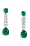 Curio Cottage_Silver Plated Faux Diamond The Diamante Emerald Stone Pendant Necklace Set _at_Aza_Fashions