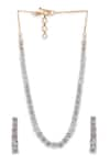 Curio Cottage_Silver Plated Faux Diamond The Solitaire Streak Tennis Choker Set _Online_at_Aza_Fashions