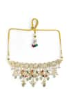 Shop_Curio Cottage_Gold Plated Kundan Floral Embellished Necklace Set _at_Aza_Fashions