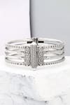 Buy_Sangeeta Boochra_Silver Plated Eleonora Four Layered Carved Bangle _at_Aza_Fashions