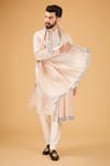 Buy_Kasbah_Beige Silk Embroidered Thread Mirror Kurta With Stole _at_Aza_Fashions