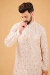 Buy_Kasbah_Beige Silk Mirrors Embroidered Kurta _Online_at_Aza_Fashions