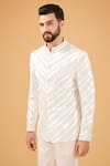 Kasbah_Ivory Velvet Embroidered Dori Bandhgala _Online_at_Aza_Fashions