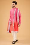 Buy_Kasbah_Pink Silk Embroidered Mirror Ombre Straight Kurta _at_Aza_Fashions