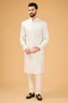 Buy_Kasbah_Ivory Silk Embroidered Cutdana Sherwani _at_Aza_Fashions