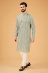 Buy_Kasbah_Multi Color Georgette Embroidered Kashmiri Straight Kurta _at_Aza_Fashions