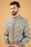 Buy_Kasbah_Black Silk Embroidered Zari Floral Sherwani _Online_at_Aza_Fashions