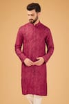 Kasbah_Red Velvet Embroidered Kashmiri Kurta _Online_at_Aza_Fashions