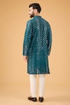 Shop_Kasbah_Blue Silk Embroidered Mirror Work Straight Kurta _at_Aza_Fashions