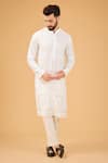 Buy_Kasbah_White Georgette Embroidered Mirror Chikankari Kurta _at_Aza_Fashions