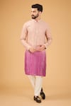 Buy_Kasbah_Multi Color Silk Embroidered Mirror Ombre Gradient Kurta _at_Aza_Fashions