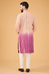 Shop_Kasbah_Multi Color Silk Embroidered Mirror Ombre Gradient Kurta _at_Aza_Fashions