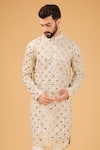 Kasbah_Ivory Georgette Embroidered Mirror Straight Kurta _Online_at_Aza_Fashions