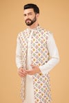 Kasbah_Ivory Silk Embroidered Phulkari Nehru Jacket _Online_at_Aza_Fashions