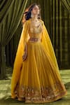 Alaya Advani_Yellow Blouse Silk Hand Embroidery Floral Sweetheart Lehenga Set _at_Aza_Fashions