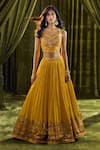 Shop_Alaya Advani_Yellow Blouse Silk Hand Embroidery Floral Sweetheart Lehenga Set 