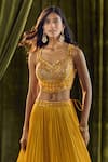 Alaya Advani_Yellow Blouse Silk Hand Embroidery Floral Sweetheart Lehenga Set _Online