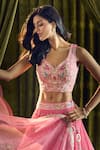 Buy_Alaya Advani_Pink Blouse Silk Hand Embroidery Butterfly Leaf Lehenga Set _Online_at_Aza_Fashions