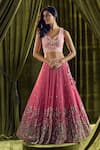 Shop_Alaya Advani_Pink Blouse Silk Hand Embroidery Butterfly Leaf Lehenga Set _Online_at_Aza_Fashions