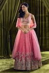 Shop_Alaya Advani_Pink Blouse Silk Hand Embroidery Butterfly Leaf Lehenga Set 