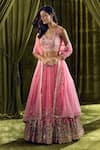 Alaya Advani_Pink Blouse Silk Hand Embroidery Butterfly Leaf Lehenga Set _Online