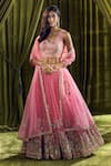 Buy_Alaya Advani_Pink Blouse Silk Hand Embroidery Butterfly Leaf Lehenga Set _Online