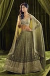 Shop_Alaya Advani_Green Blouse Silk Hand Embroidery Sequin Sweetheart Lehenga Set _Online_at_Aza_Fashions