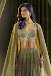 Alaya Advani_Green Blouse Silk Hand Embroidery Sequin Sweetheart Lehenga Set _at_Aza_Fashions