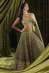 Shop_Alaya Advani_Green Blouse Silk Hand Embroidery Sequin Sweetheart Lehenga Set 