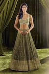 Alaya Advani_Green Blouse Silk Hand Embroidery Sequin Sweetheart Lehenga Set _Online