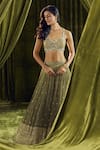 Shop_Alaya Advani_Green Blouse Silk Hand Embroidery Sequin Sweetheart Lehenga Set _Online