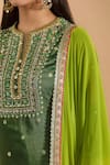 Samyukta Singhania_Green Kurta And Sharara Organza Hand Embroidery Bandhani Notch Thread Set _at_Aza_Fashions