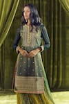 Buy_Samyukta Singhania_Green Kurta And Sharara Organza Hand Embroidery Bandhani Notch Thread Set 