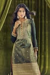 Shop_Samyukta Singhania_Green Kurta And Sharara Organza Hand Embroidery Bandhani Notch Thread Set 