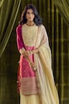 Samyukta Singhania_Cream Kurta Silk Hand Embroidery Pearl Round Zardozi Set _at_Aza_Fashions