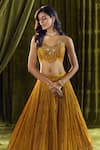 Alaya Advani_Yellow Blouse Silk Hand Embroidery Thread Leaf Zardozi Lehenga Set _Online_at_Aza_Fashions