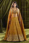 Buy_Alaya Advani_Yellow Blouse Silk Hand Embroidery Thread Leaf Zardozi Lehenga Set 