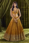 Alaya Advani_Yellow Blouse Silk Hand Embroidery Thread Leaf Zardozi Lehenga Set 