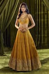 Alaya Advani_Yellow Blouse Silk Hand Embroidery Thread Leaf Zardozi Lehenga Set 