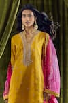 Buy_Samyukta Singhania_Yellow Kurta Silk Hand Embroidery Bandhani Mandarin Collar Print Sharara Set _Online