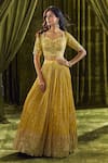 Shop_Alaya Advani_Yellow Blouse Silk Hand Embroidery Floral Sequin Pleated Lehenga Set _at_Aza_Fashions