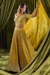 Buy_Alaya Advani_Yellow Blouse Silk Hand Embroidery Floral Sequin Pleated Lehenga Set _Online_at_Aza_Fashions